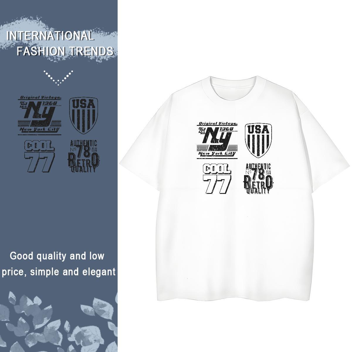Loose Fit T shirt 100% Cotton 230g letter Street Custom Printed Crew Neck Breathable Men Tees Fashion Casual Tops Shirt