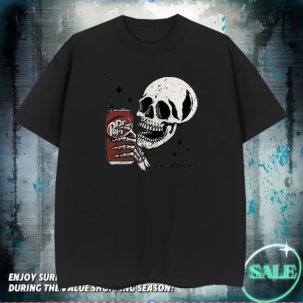 Popular T-Shirts for Men 230g Pure Cotton skull Spring Summer Oversized 3XL 4XL Breathable Crew Neck Men Tees Designer Fashion Tee Shirt