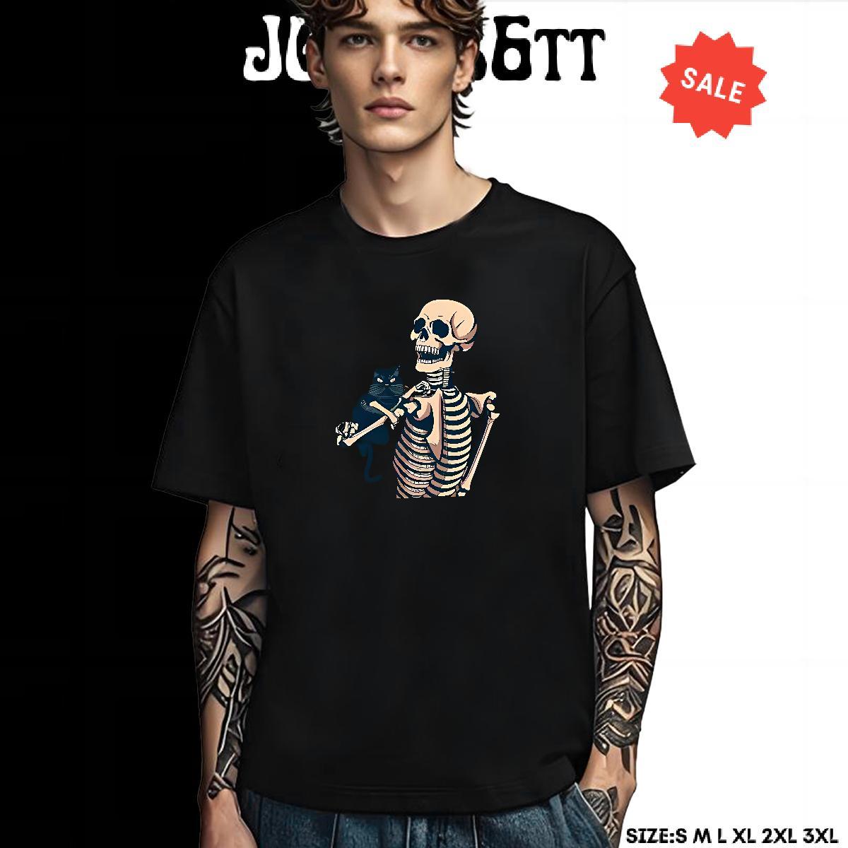 Soft Mens T Shirts 230g 100% Cotton skull Home Outdoor Customized Print Breathable Soft Men Tops Tees 2024 DIY Top Tees