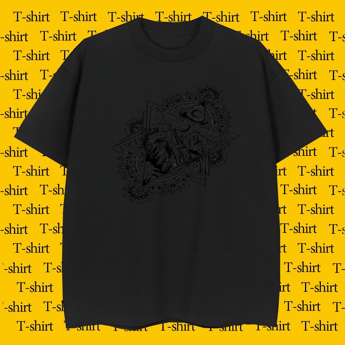 TOP Quality T Shirts Men 230g Pure Cotton eye of the devil Casual Beach Black Oversized Short Sleeve O-Neck Tshirt for Man Woman 2024 Tops Shirt