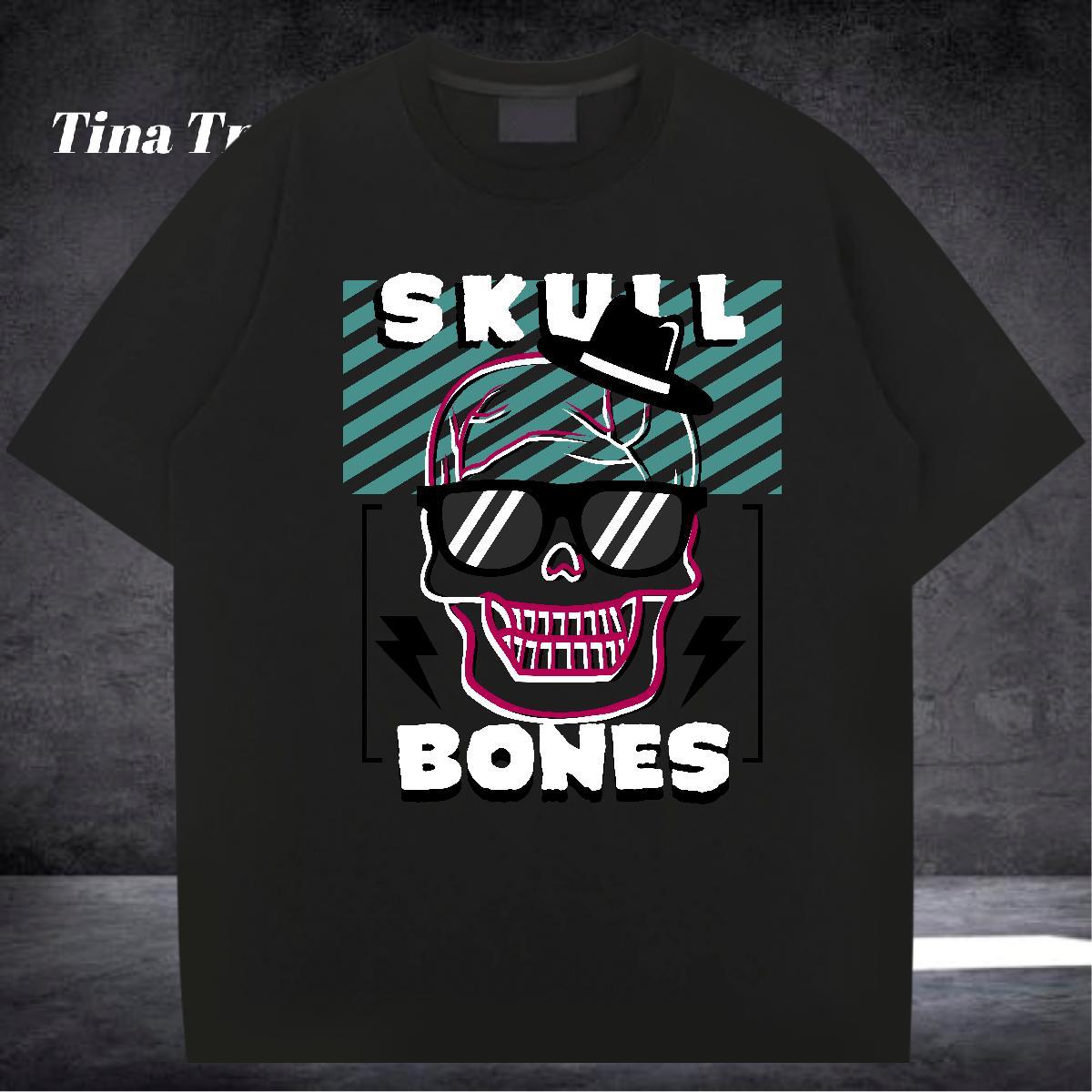 Designer T shirt 230g 100% Cotton skull High Street Hip Hop DIY Logo Oversized Breathable Mens Tshirts Fashion Tee Shirt