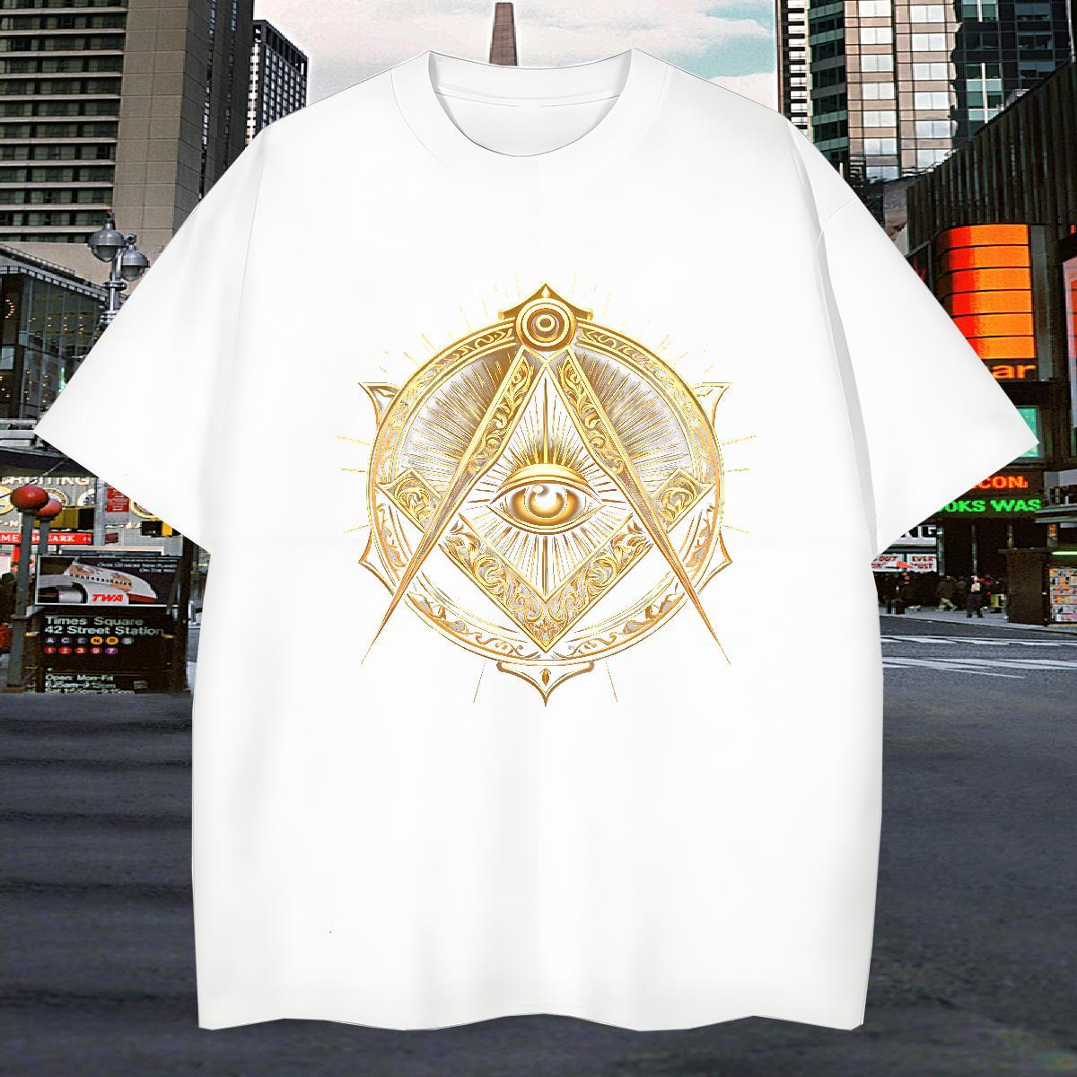 Loose T-Shirts 100% Cotton 230g eye of the devil Daily Outfit Cartoon Printing L-4XL Pure Cotton Men Tshirts Fashion Casual Tees Shirts