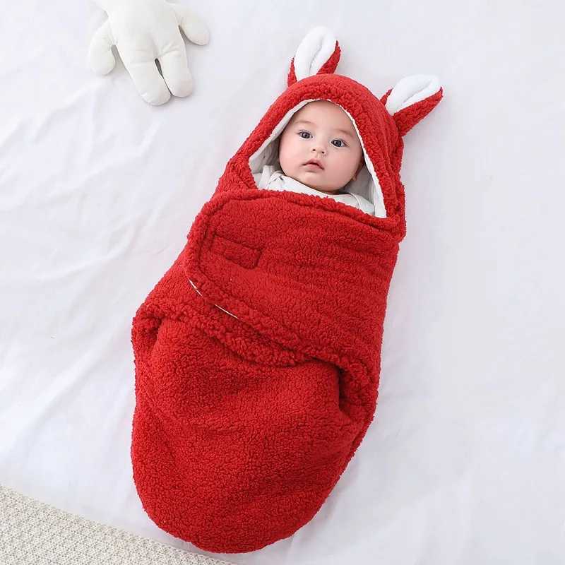 Autumn Winter Infant Toddler Thicken Cashmere Receiving Blankets 0-6M Newborn Sleeping Bag Swaddling Kids Accessories M240824