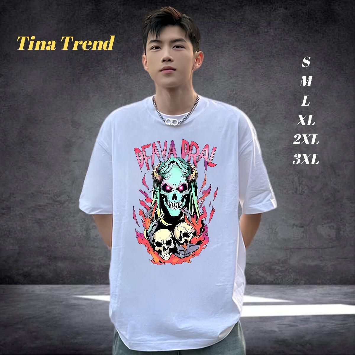 Wholesale T Shirts Men 230g Cotton skull Outdoor Custom Anime Round Neck Short Sleeve Couples T Shirts Classic Casual Clothes