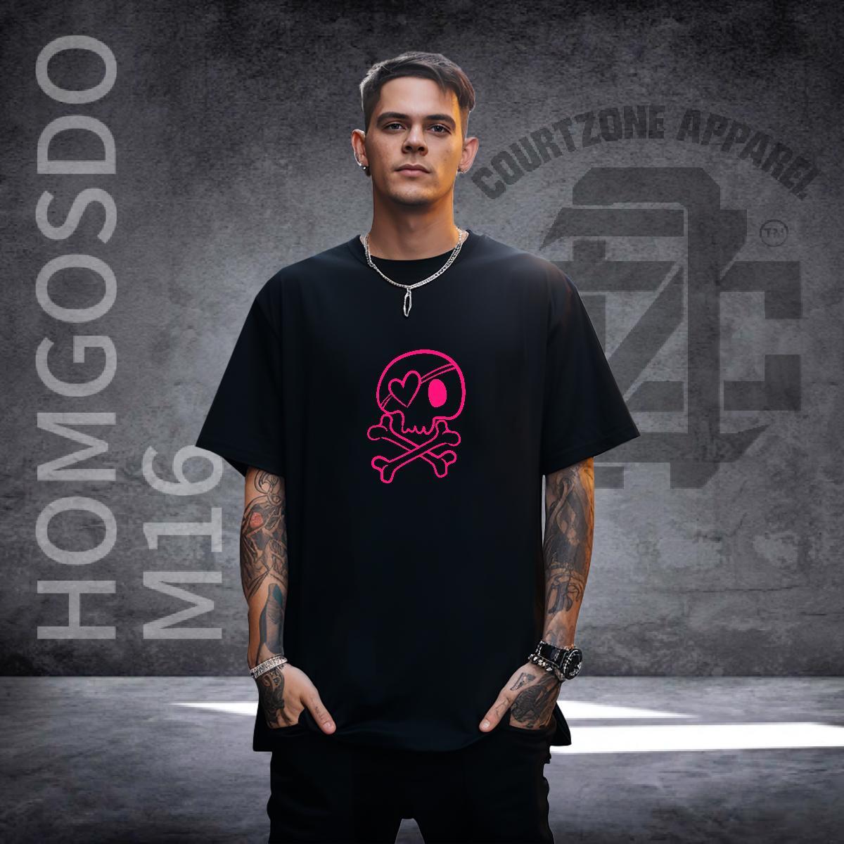 Loose Fit Men T Shirts 230g 100% Cotton skull Home Outdoor Cartoon Printing L-4XL Short Sleeve Soft Mens Tshirts 2024 Tops