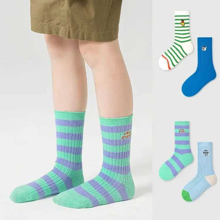 Boys Socks Spring Cartoon Letter Pattern Medium Socks Kids Cotton Children Crew Socks CL240824