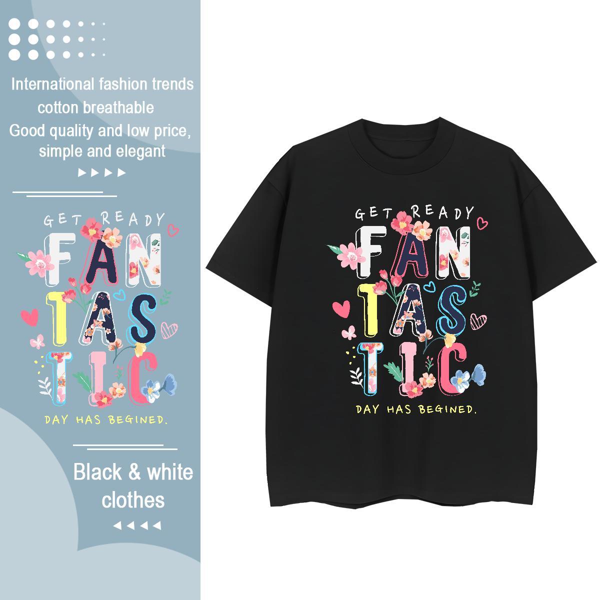 Popular Woman Tshirt 100% Cotton 230g letter Beach T Shirt For Woman Breathable Soft DIY Logo Tops
