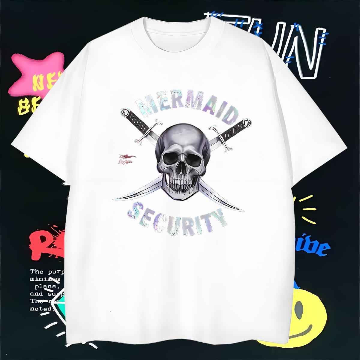 Cool Men T Shirts 230g Cotton sword Street Casual Black White Pure Cotton Couples T Shirts Fashion Tops Shirt