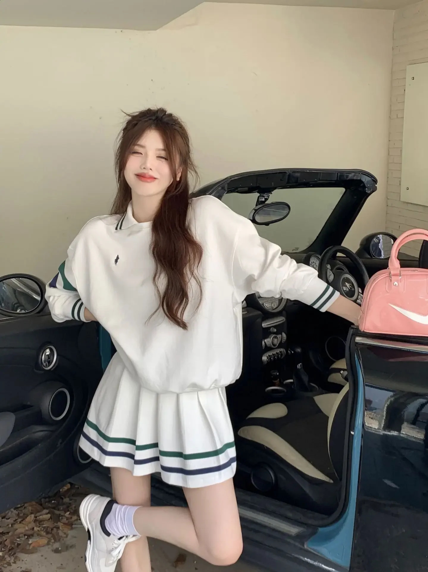Lady Casual Sport Skirt Badminton Sets Women Sportswear Suit White Sweater and Skirt Two-Piece Tennis Skirt Short Ventilate 240823