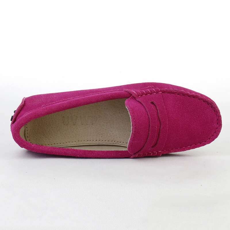 2024 100% Genuine Leather Women Casual Loafers Slip On Women's Flats Moccasins Lady Driving Shoes