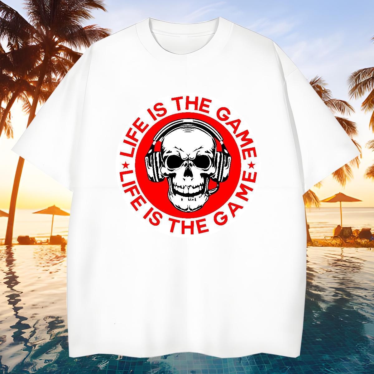 Wholesale Mens T Shirts 230g Cotton skull Sport Custom Big Size O Neck Short Sleeves Tshirts Fashion Designer Tee Shirt