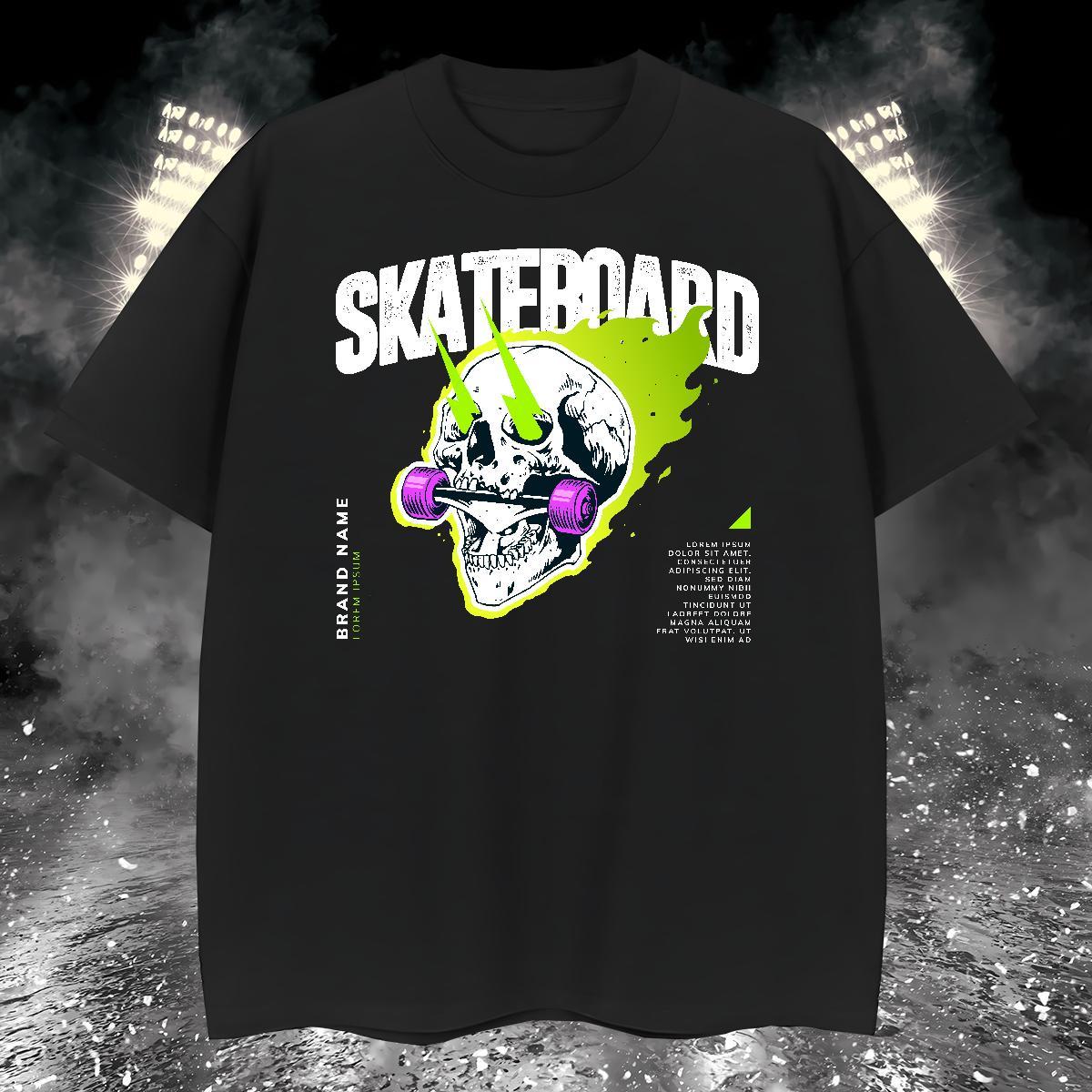 Cool Mens T Shirts 230g 100% Cotton skull Sport White Plus Size Pure Cotton Tshirt for Man Woman Free Shipping Tops Shirt