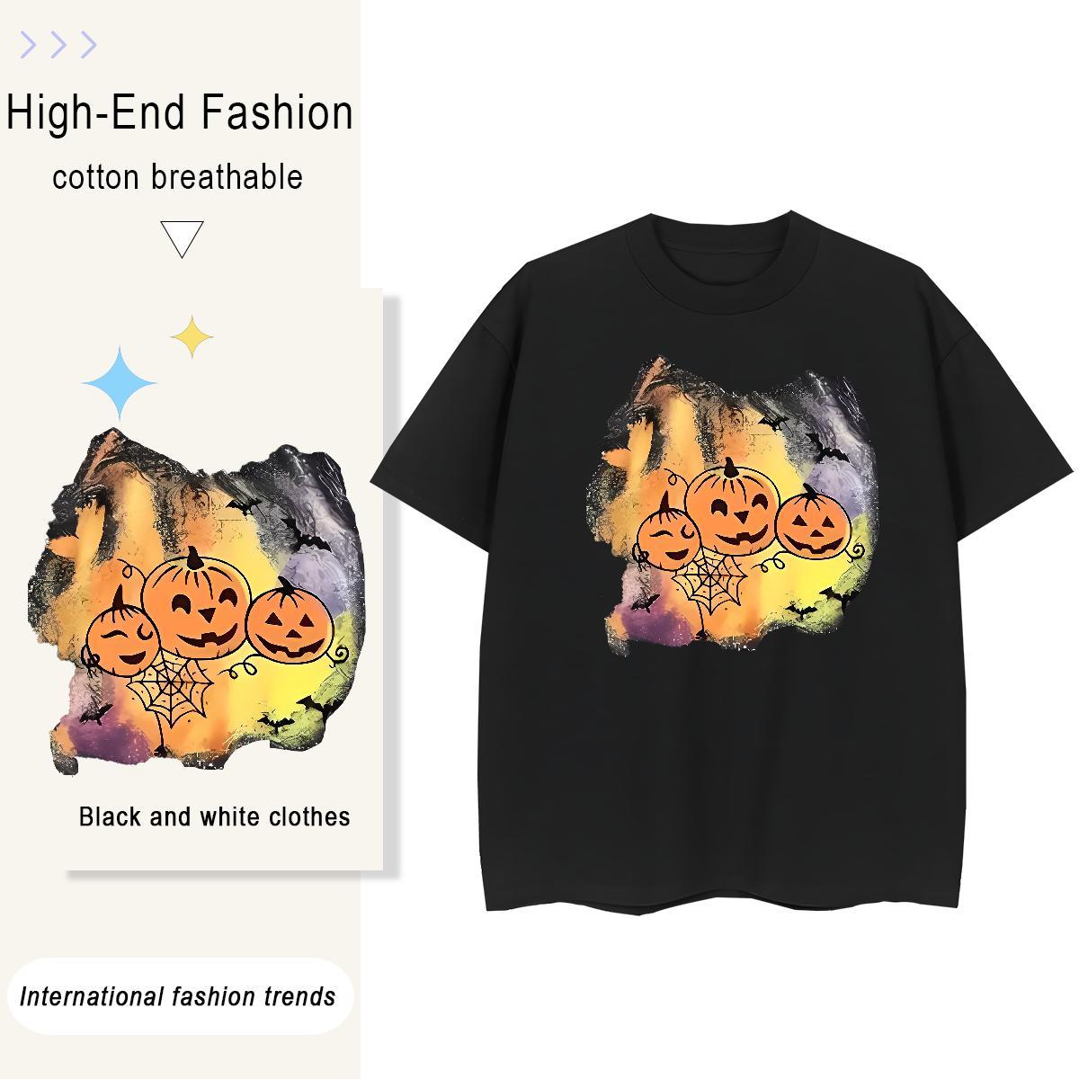 2024 DIY Tshirts halloween Daily Wear 230g Pure Cotton Clothes Crew Neck Loose Fit T Shirts Men DIY Printed