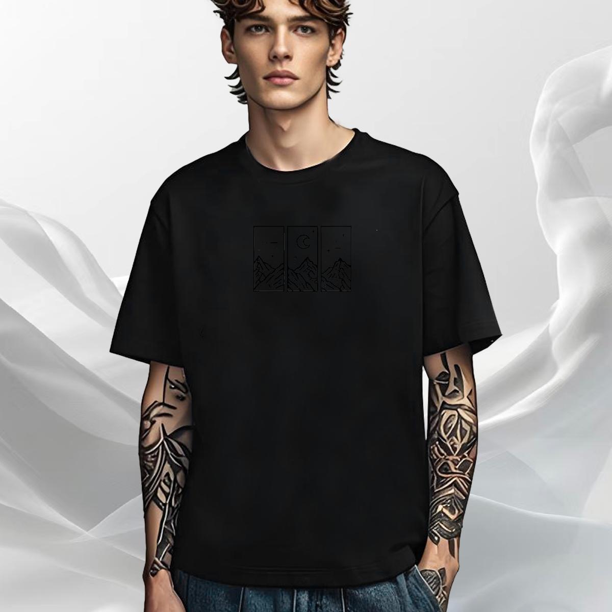 Soft Men T Shirts 230g 100% Cotton mountains Sports Casual Oversized 4XL Breathable Short Sleeve Men Tees DIY Customized Tshirts