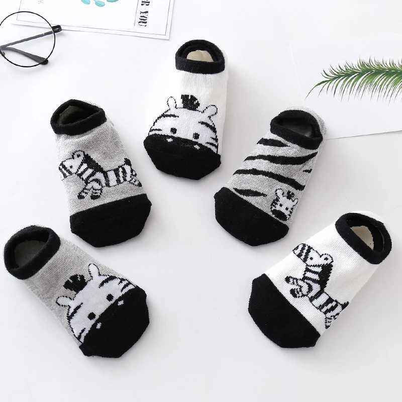 Childrens Sock Cotton Thin Cartoon Small Donkey Ship Socks Boy Baby Socks Short Cute Animal Print Sock 5pair CL240824