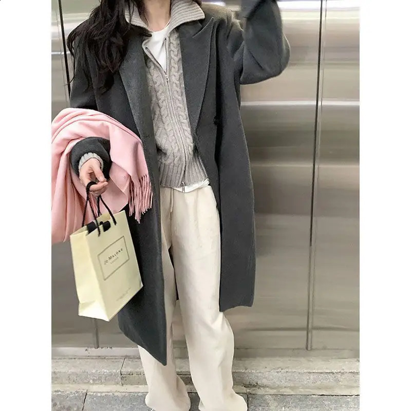 Vintage Gray Zipper Cardigan Sweaters Women Casual Korean Style Knitted Jackets Elegant Old Money Aesthetic Knitwear 240824