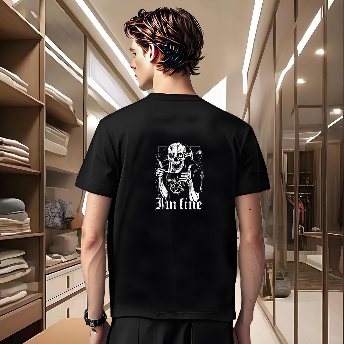 Loose Fit T shirt 230g Pure Cotton skull Casual Beach DIY Anime Breathable Tshirt for Man Woman Free Shipping Polos
