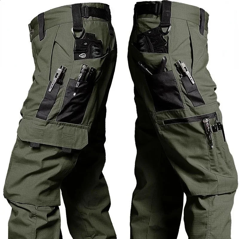 Mens Cargo Pants Multi Pockets Work Trousers Casual Tactical Pants Male Outwear Straight Autumn Winter Wear-resisting Trousers 240810