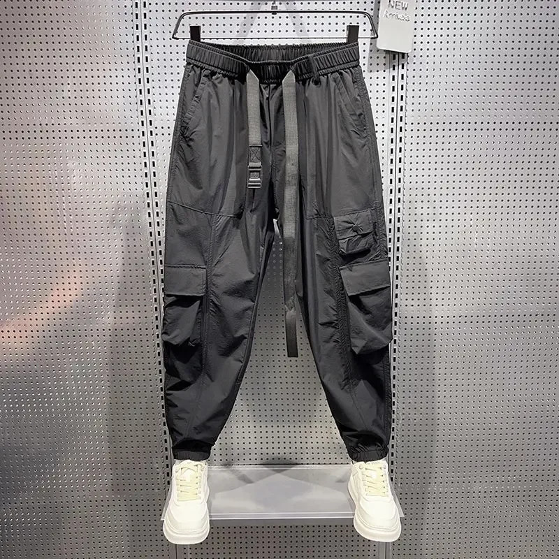 Street Tech Freight Wide Leg Pants Black Hip Hop Loose Harem Trouser Travel Leisure Sports High Quality Mens Wear 240823