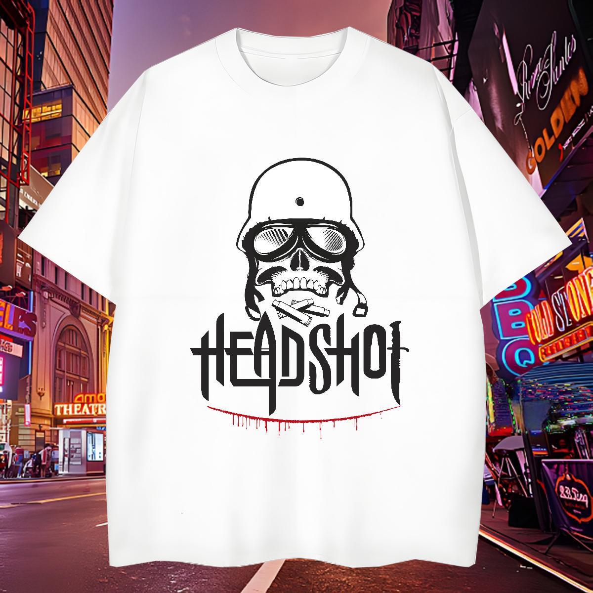 Loose Fit Mens T Shirts 230g Pure Cotton skull Casual Plus Size Custom Crew Neck Tshirts Brand Tops Shirt