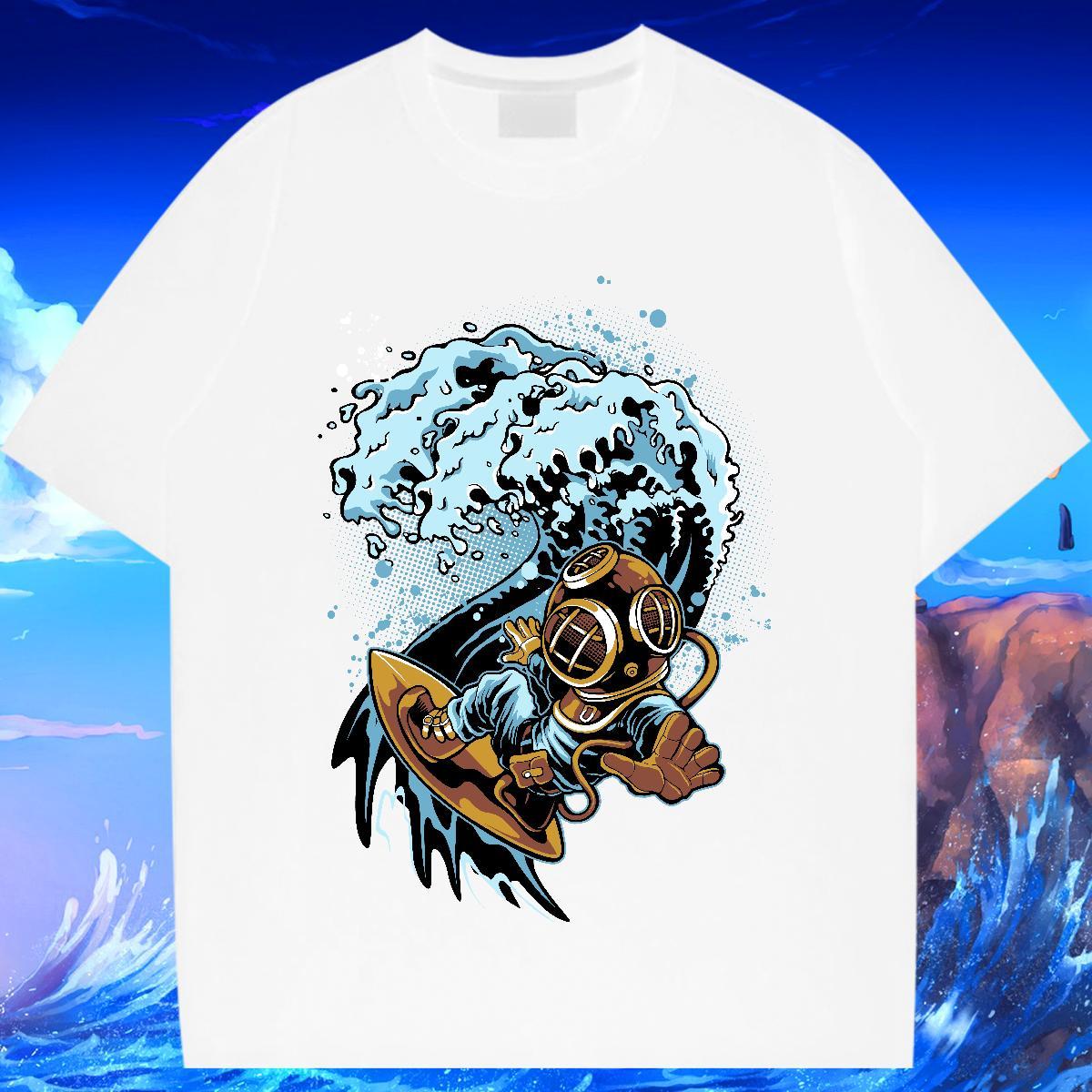 Free Shipping Tshirt for Man Woman 230g Pure Cotton spaceman Casual Women T Shirts Short sleeve Soft Black Oversized Tees