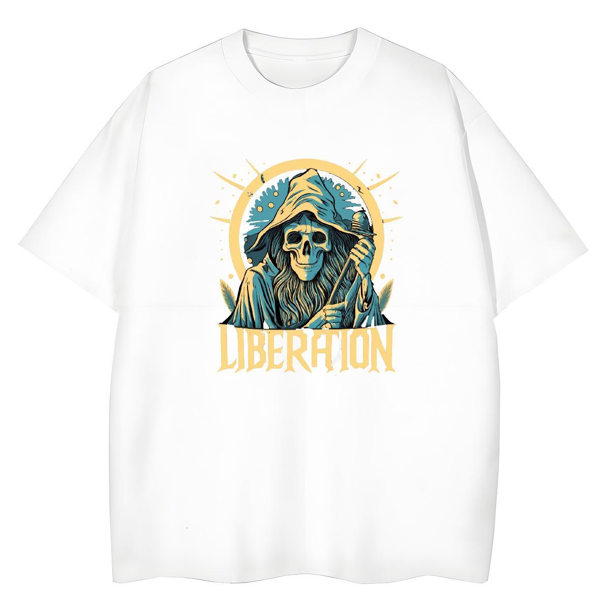 Classic Mens T Shirts 230g Cotton skull Hip Hop Street Custom Big Size Crew Neck Breathable Tshirt for Man Woman DIY Clothings