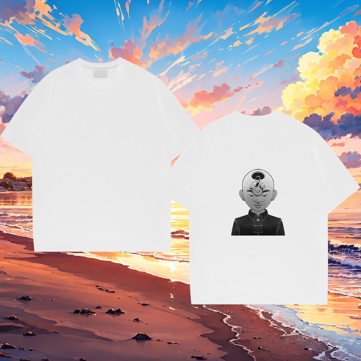 Loose T Shirt For Man 100% Cotton 230g portrait Sports Casual Custom Cartoon Breathable Crew Neck Men Tees Free Shipping Polos
