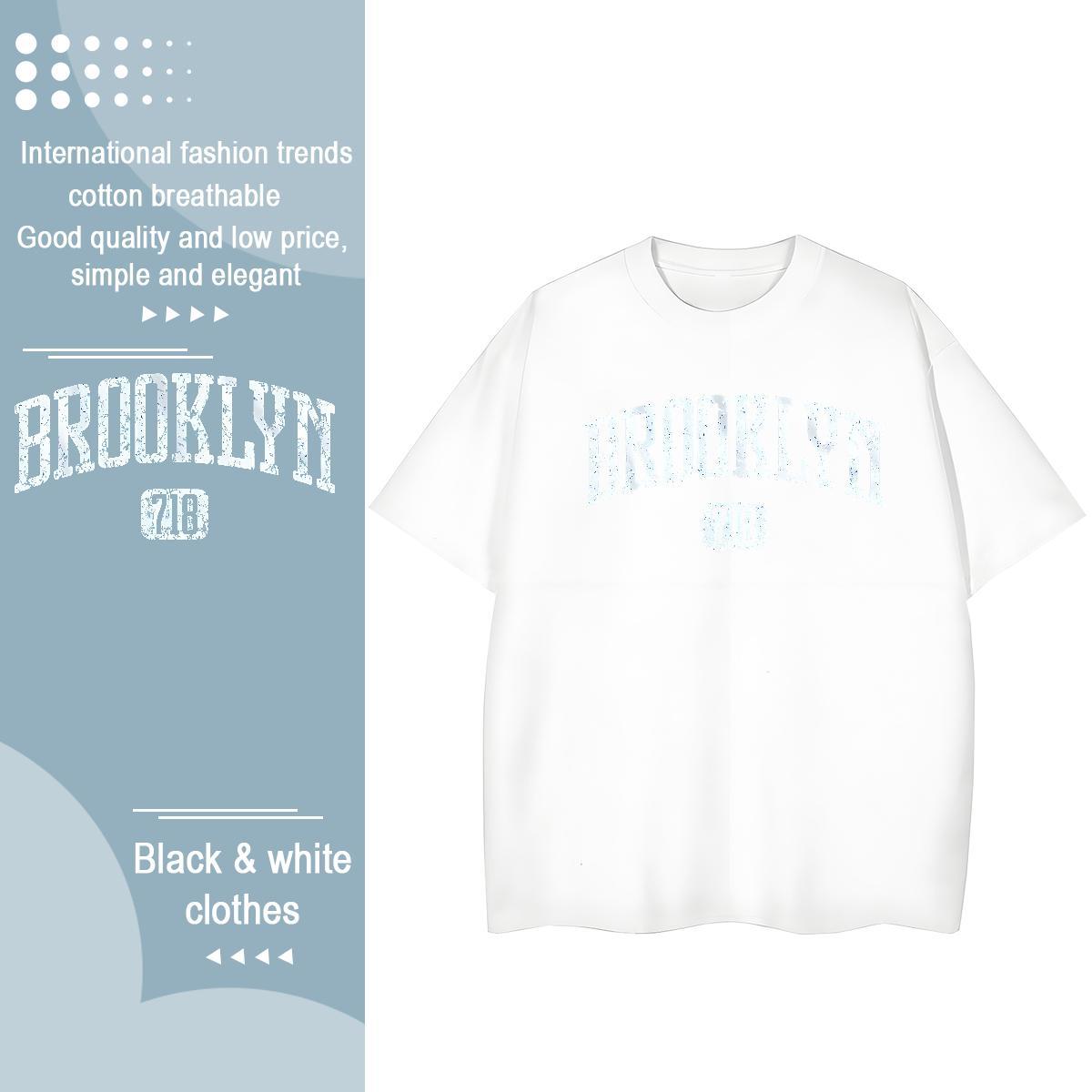 Loose Man T Shirts 230g Pure Cotton Brooklyn Casual Beach Black Oversized Breathable Crew Neck Tshirt for Man Woman Designer Fashion Tees