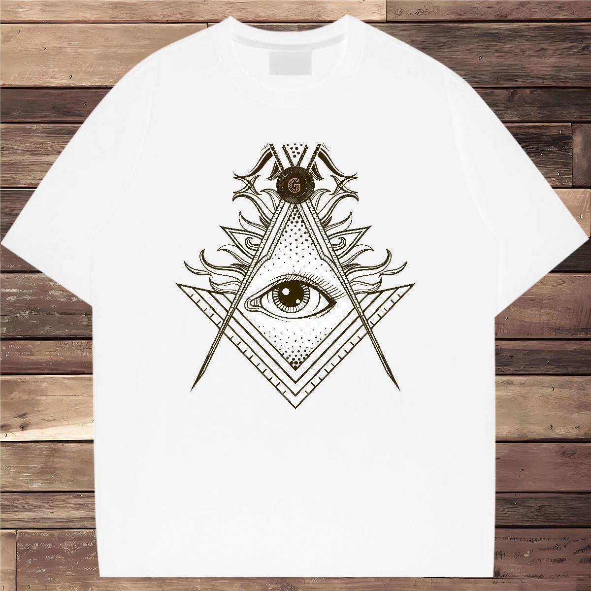 Cool T Shirts Men 230g Pure Cotton eye of the devil Hip Hop Street DIY Printed Breathable Short Sleeve Men Tshirts Classic Clothes