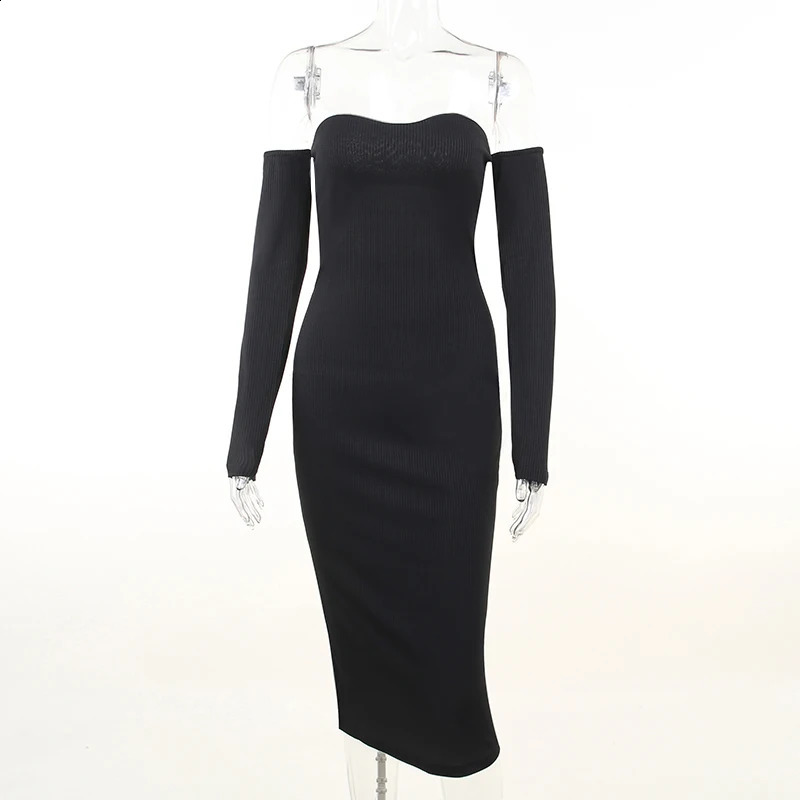 Womens Clothing Temperament Long Skirt Fashionable Sexy Slim Fit Strapless Long Sleeved Dress For Women CC22282PF 240823