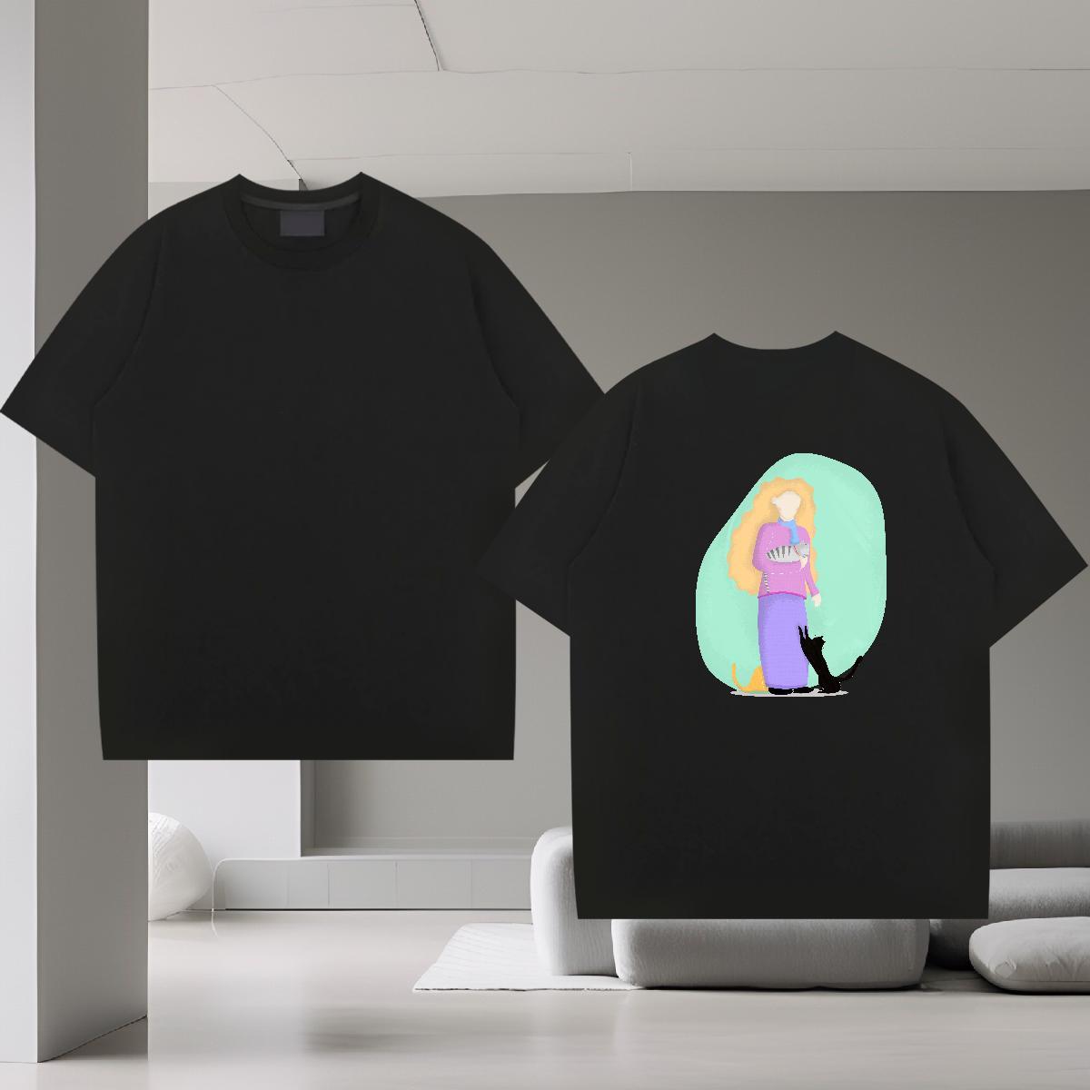 Loose T-Shirts for Men 100% Cotton 230g portrait Home Outdoor Custom Printing O Neck Short Sleeves Men Tshirts Free Shipping Tops Shirt