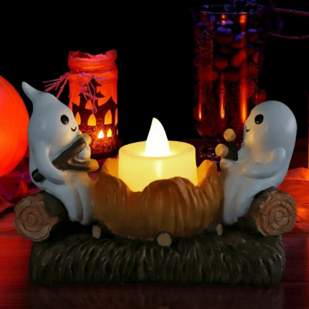 Ghost Campfire Flickering Candle Holder Spooky Halloween Candle Holder Tealight Holder for Halloween Home Decoration Gifts 240824