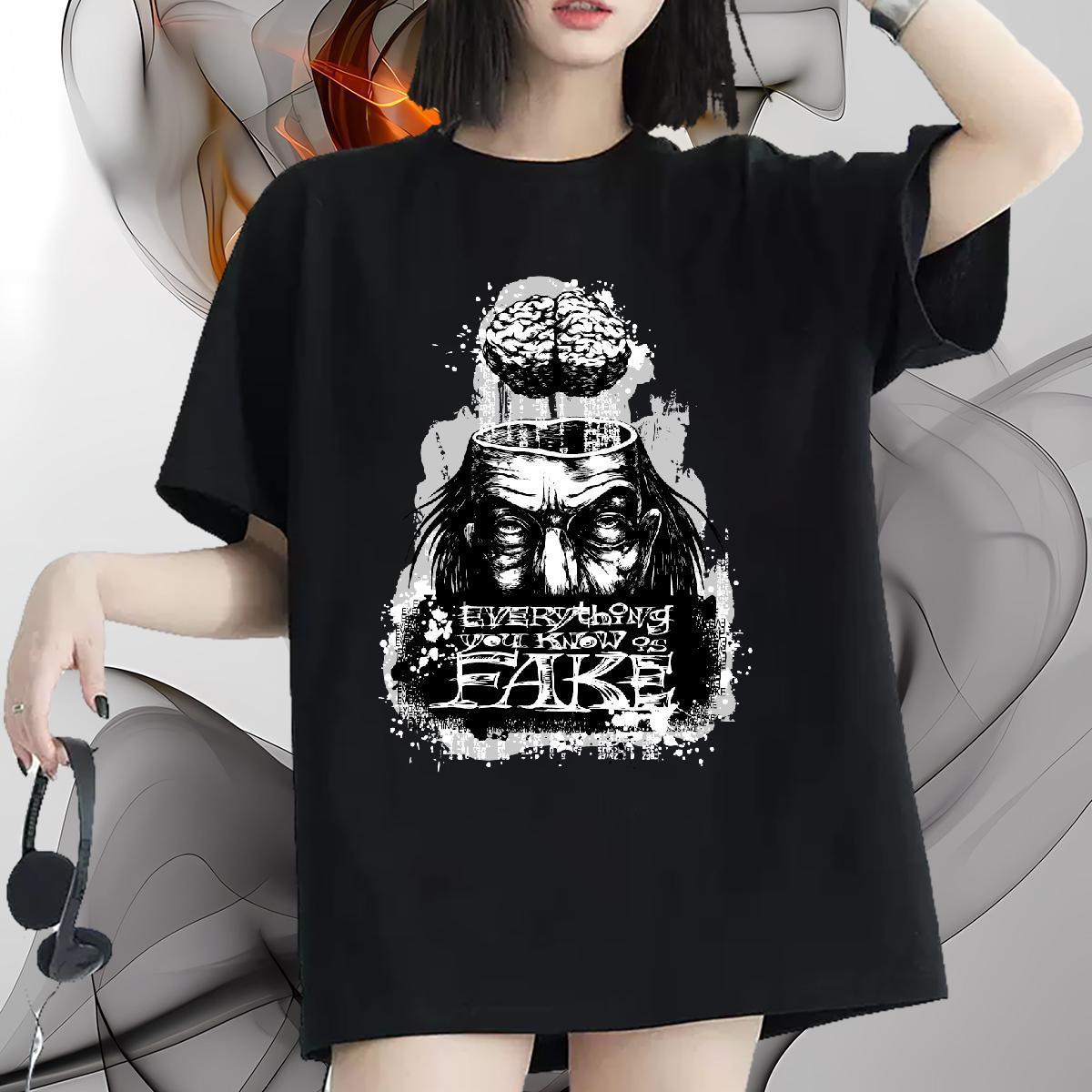 Lady Womens Tshirts 230g 100% Cotton scary Casual Sport T shirt O-Neck Short Sleeve Plus Size Custom Clothes