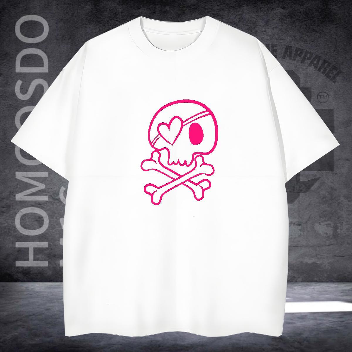 Loose Fit Men T Shirts 230g 100% Cotton skull Home Outdoor Cartoon Printing L-4XL Short Sleeve Soft Mens Tshirts 2024 Tops