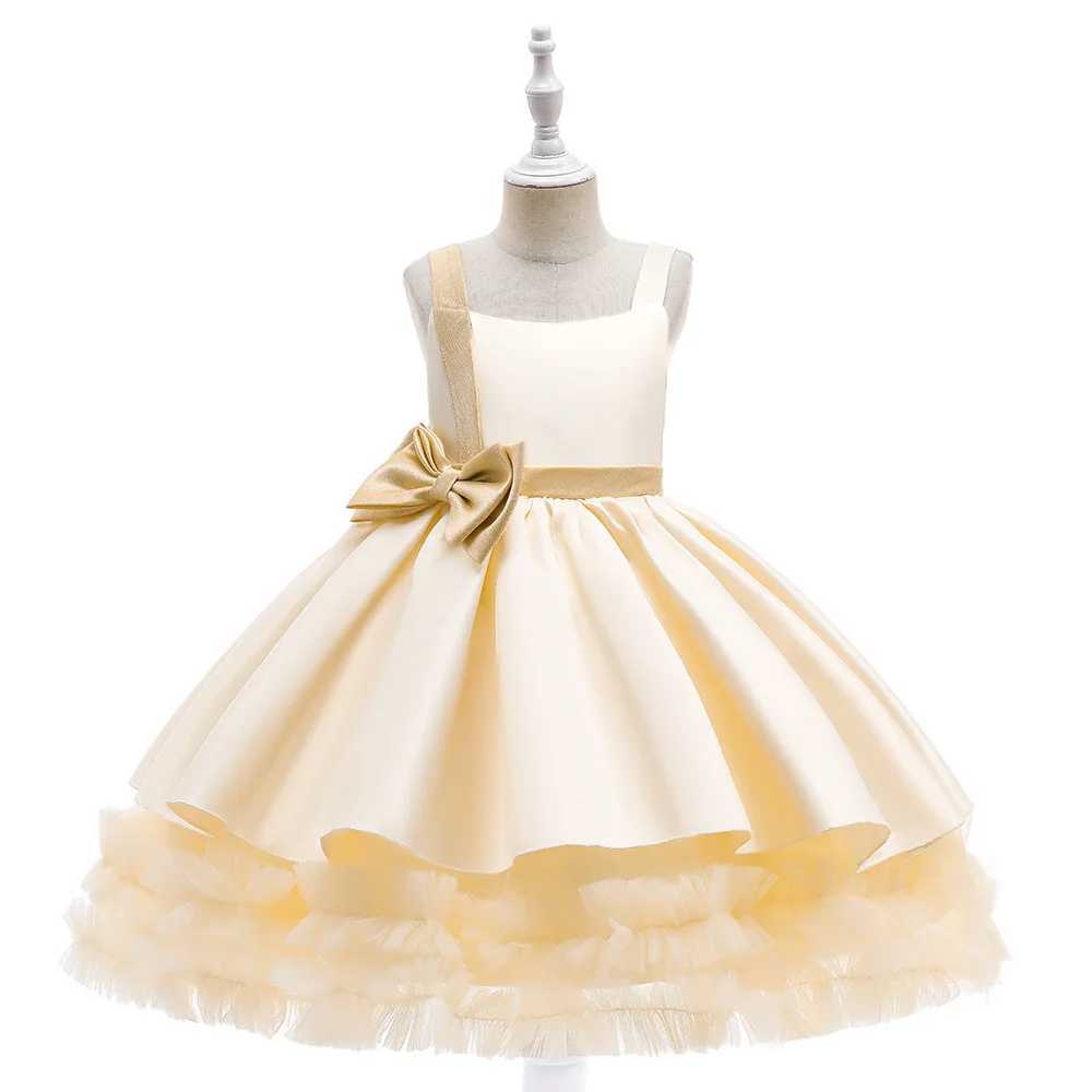 New 2023 Carnival Fashion Childrens Clothing Solid Color Evening Dress Girls Tutu Princess Clothing Childrens 3-10 Years W240823
