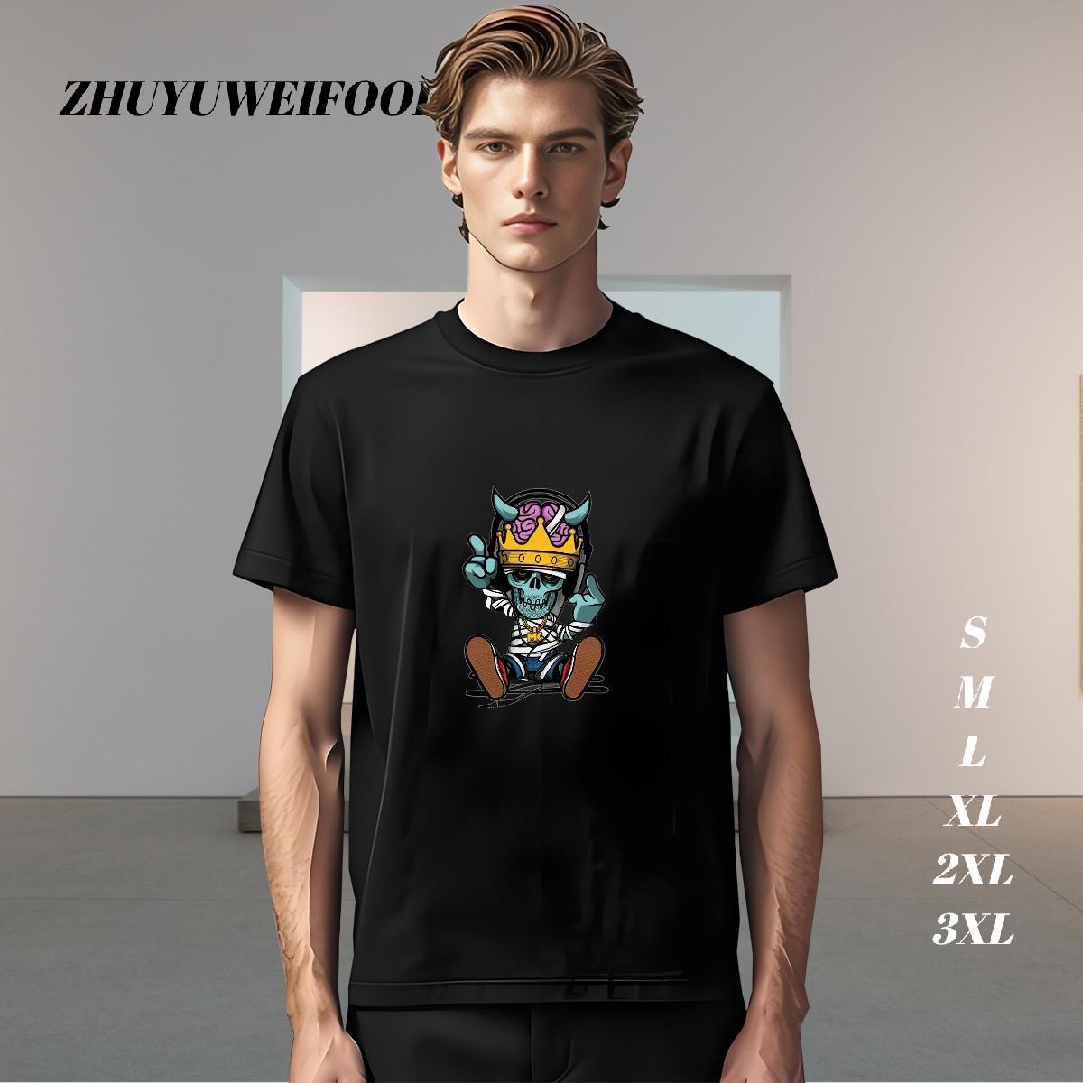 High Quality T Shirts Men 230g Pure Cotton skull Street DIY Printed Breathable Short Sleeve Couples T Shirts Designer Top Tees
