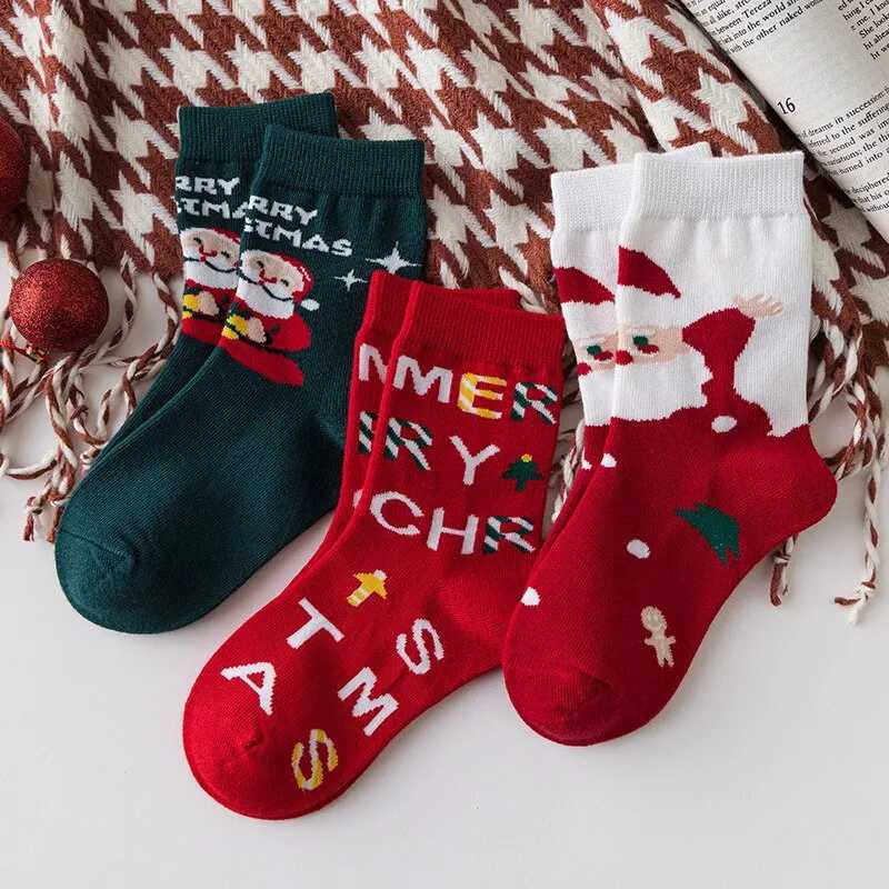 Kids Christmas Socks For 1-10Years Childrens Short Socks Girls Boys Winter Warm Cotton Toddler New Year Gift Santa Claus Socks CL240824