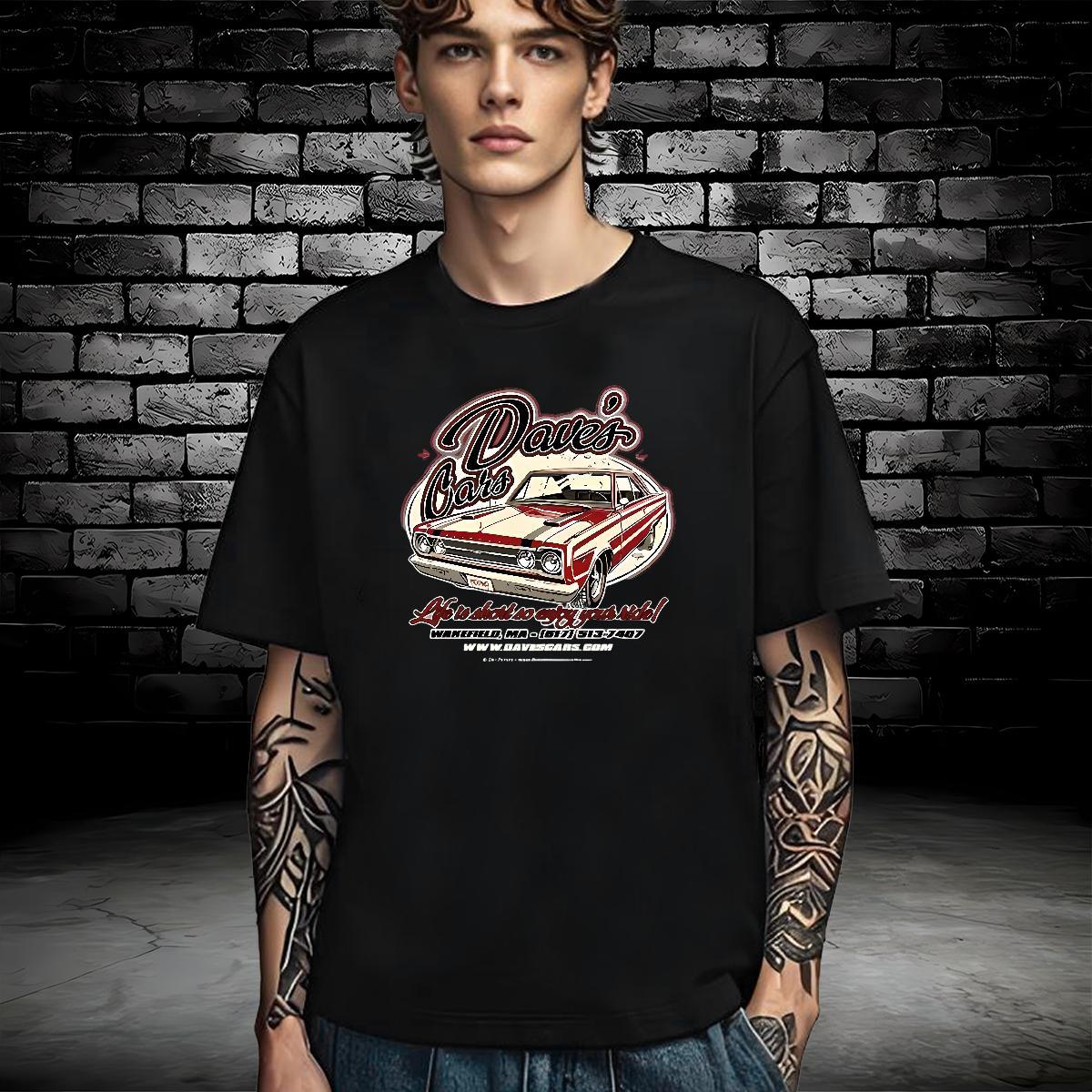 Loose Fit T Shirt For Man 230g Cotton car Casual Plus Size Cartoon Breathable Crew Neck Mens Tshirts Designer Fashion Clothes