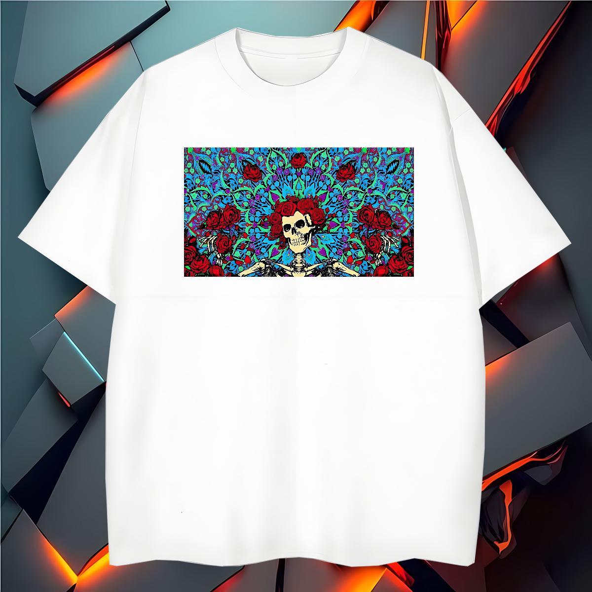 Unisex T-Shirts for Men 230g Pure Cotton skull Sports Casual Custom Printed Breathable Short Sleeve Mens Tshirts DIY Tee Shirt