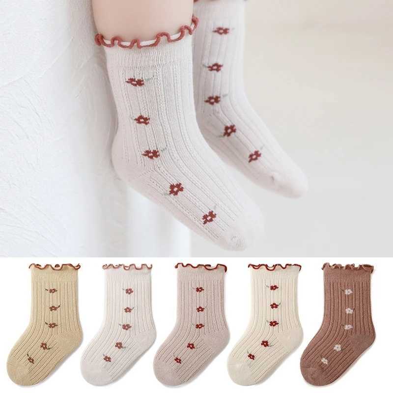 Spring Autumn Children Girls Flower Socks School Student Uniform Mid Calf Long Sock Baby Kids Princess Middle Tube Stockings CL240824