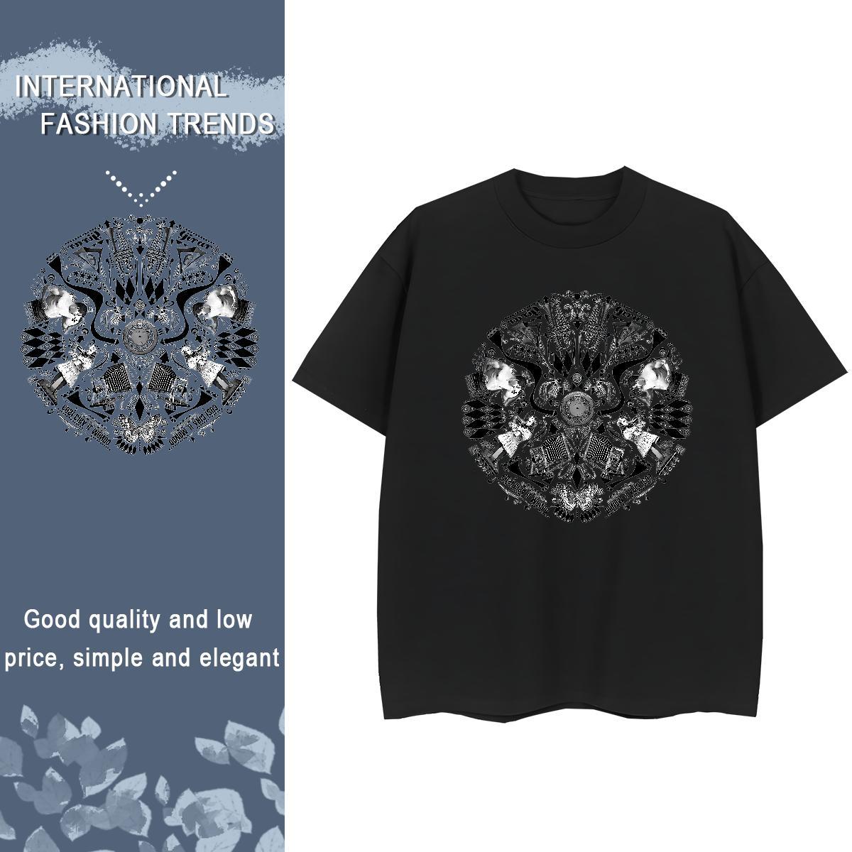 High Quality T Shirts Men 230g Cotton eye of the devil Daily Outfit Black Oversized Breathable Couples T Shirts Fashion Design Tshirts