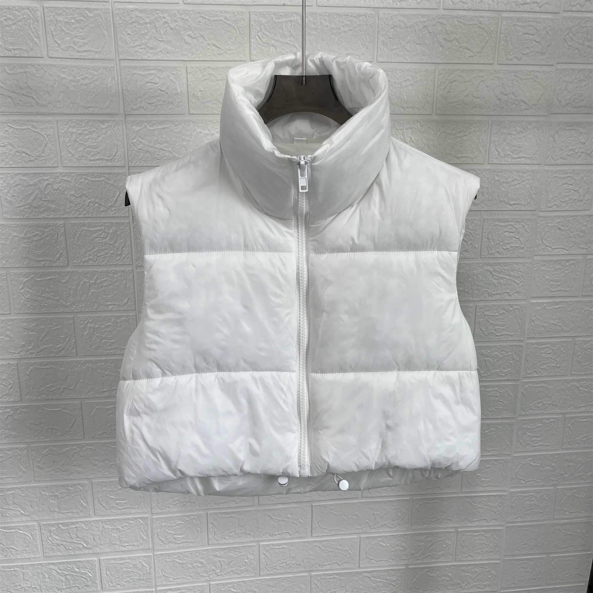 Women's Down Parkas Taop Za womens clothing 2024 autumn new commuting versatile stand-up collar warm slim short cotton vest Y240824OAX9