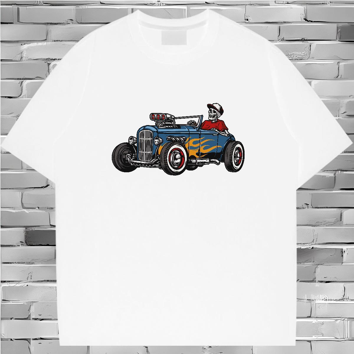 Free Shipping T Shirts Men 100% Cotton 230g skull Daily Wear Custom Cartoon Crew Neck Breathable Men Clothes T-Shirt 2024 New Tshirts