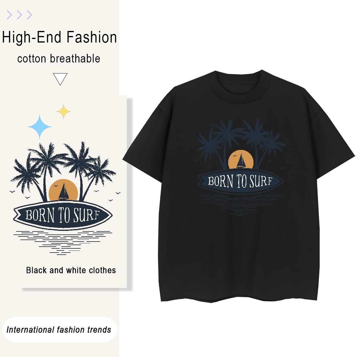 Free Shipping Men Tops Tees sea Street Wear 100% Cotton 230g Tshirts Breathable Short Sleeve Unisex Men T Shirts Custom Print Oversized
