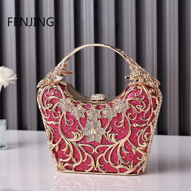 Hollow Out Metal Evening Bags Fashion Shiny Party Banquet Handbags Female y Clutch Purse Bolso Mujer Chain Shoulder Bag 240824 dff4 4