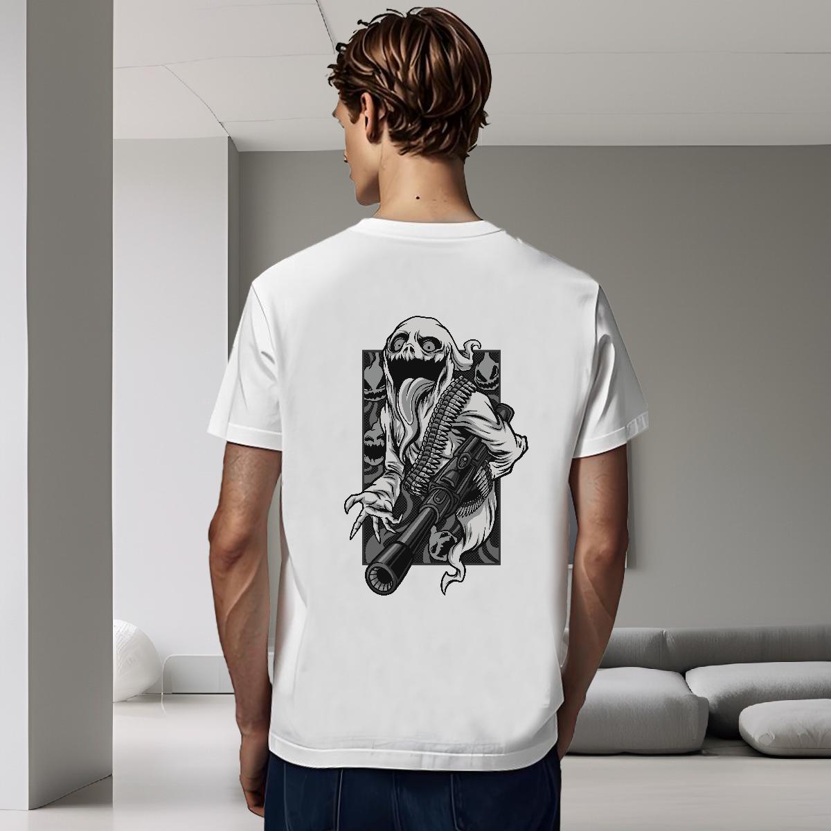Cool T Shirts Men 100% Cotton 230g skull Anime Printing Street DIY Anime Round Neck Short Sleeve Men Tshirts New Tops Tees