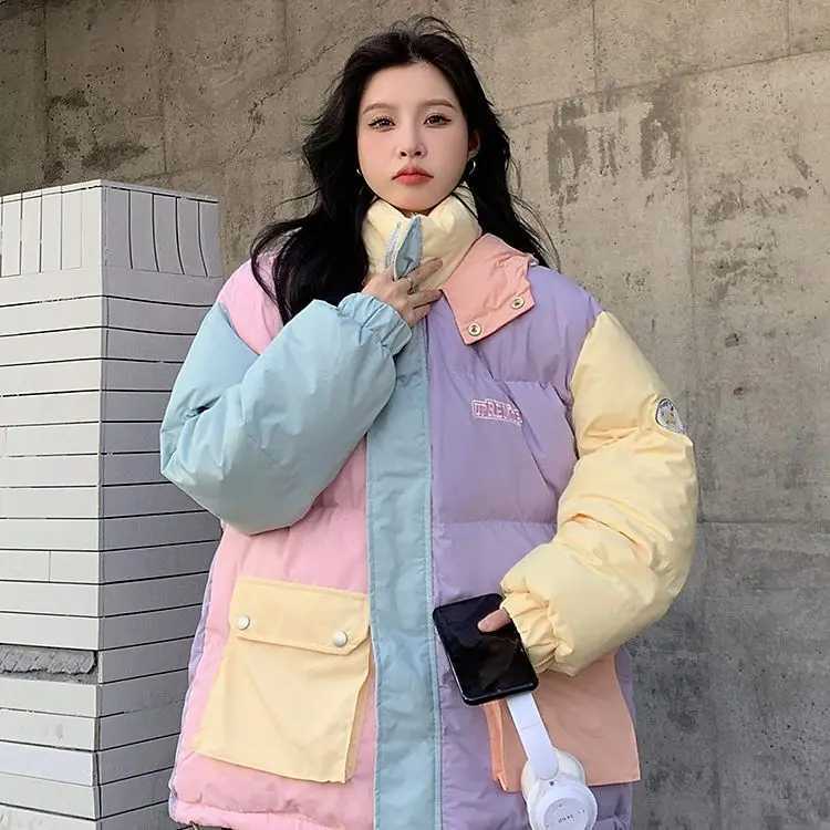 Women's Down Parkas Work clothes cotton jacket womens clothing winter coat 2023 new color short park thick girls coat Y240824PNGU