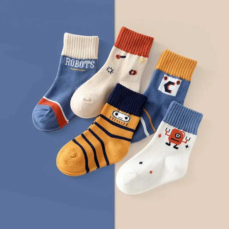 5 Pairs Baby Childrens Socks Cartoon Spring Autumn Animal Kids Sock Girls Cute Boy Toddler Socks 1-12 Years CL240824