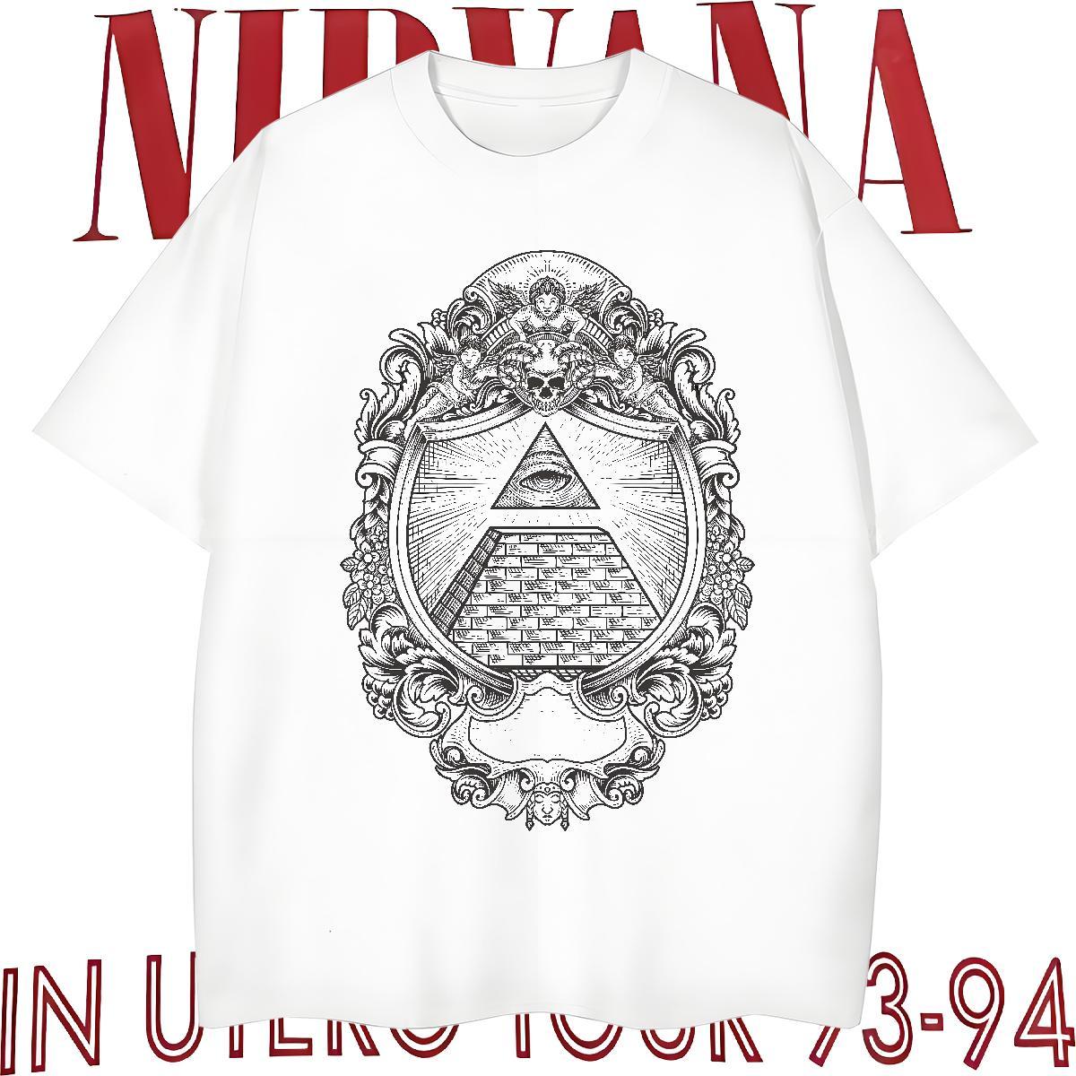 Classic T Shirt For Man 100% Cotton 230g eye of the devil Summer Casual DIY Printed Breathable Short Sleeve Men Tops Tees 2024 DIY Tops Shirt