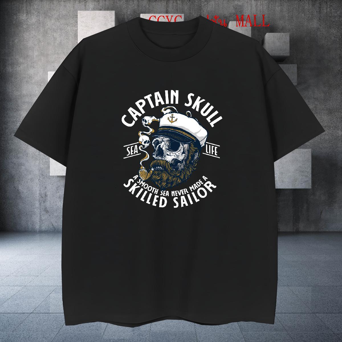 Cool T-Shirts for Men 230g 100% Cotton skull Summer Casual Custom Printed Breathable Crew Neck Men Tshirts Classic Casual Tees